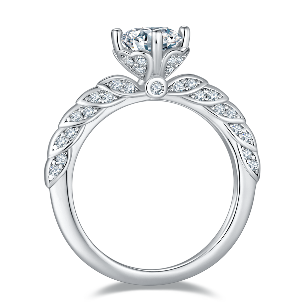 Wedding language S925 silver plated platinum Moissanite diamond women's ring 1 carat D-grade